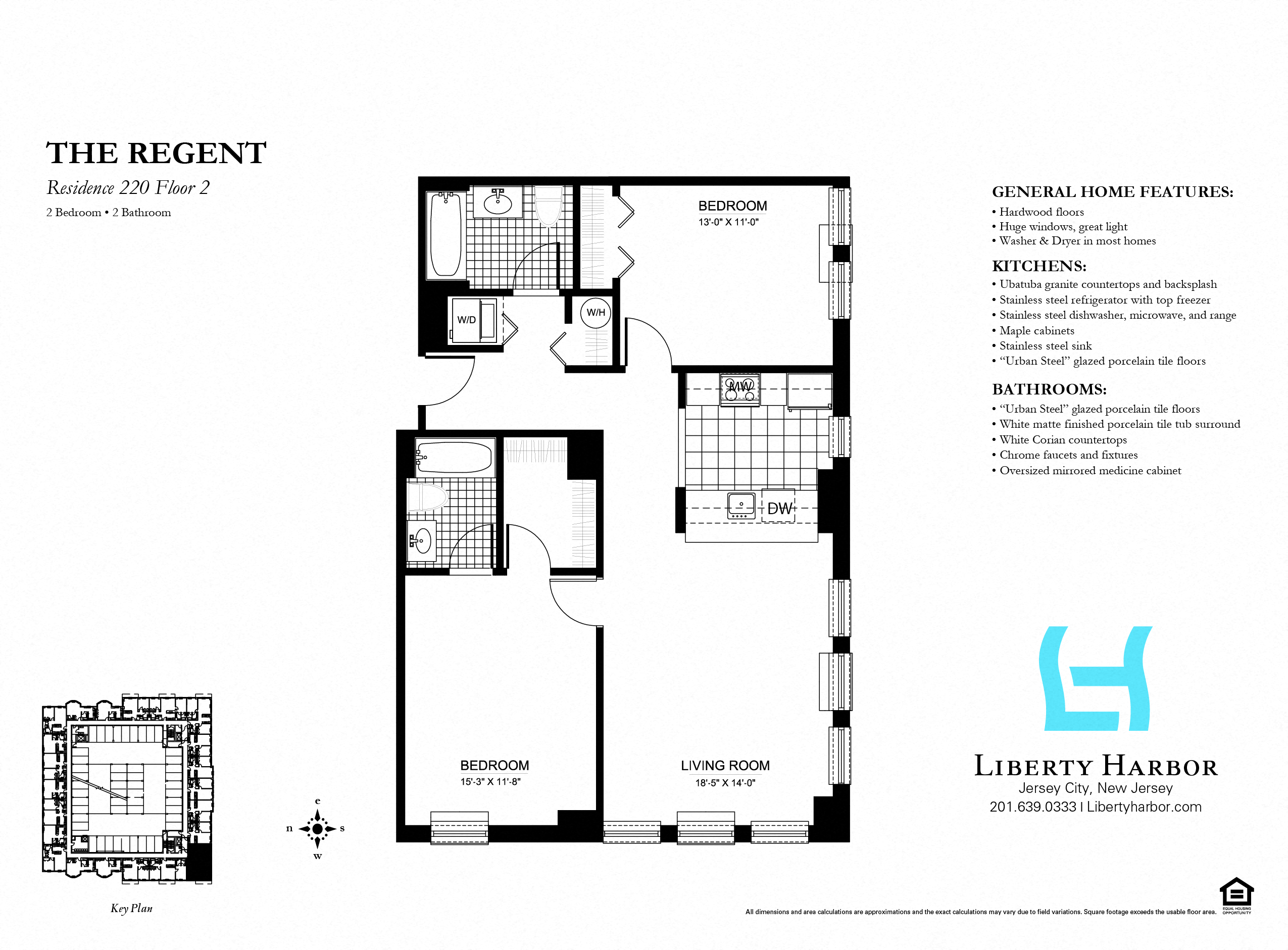Floor plan for 2 beds, 2 baths, 1084 sqft